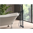 Saturn Double Clawfoot Tub Filler Faucet With Drift Handle - Matte Black