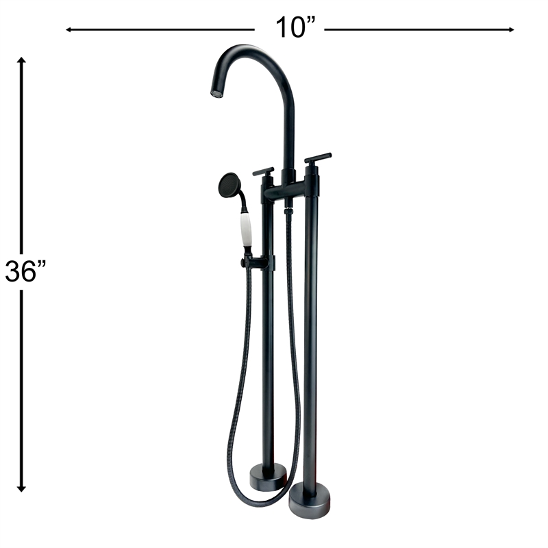 Saturn Double Clawfoot Tub Filler Faucet With Drift Handle - Matte Black