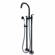 Saturn Double Clawfoot Tub Filler Faucet With Drift Handle - Matte Black