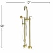 Saturn Double Clawfoot Tub Filler Faucet With Drift Handle - Brushed Gold