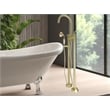 Saturn Double Clawfoot Tub Filler Faucet With Drift Handle - Brushed Gold