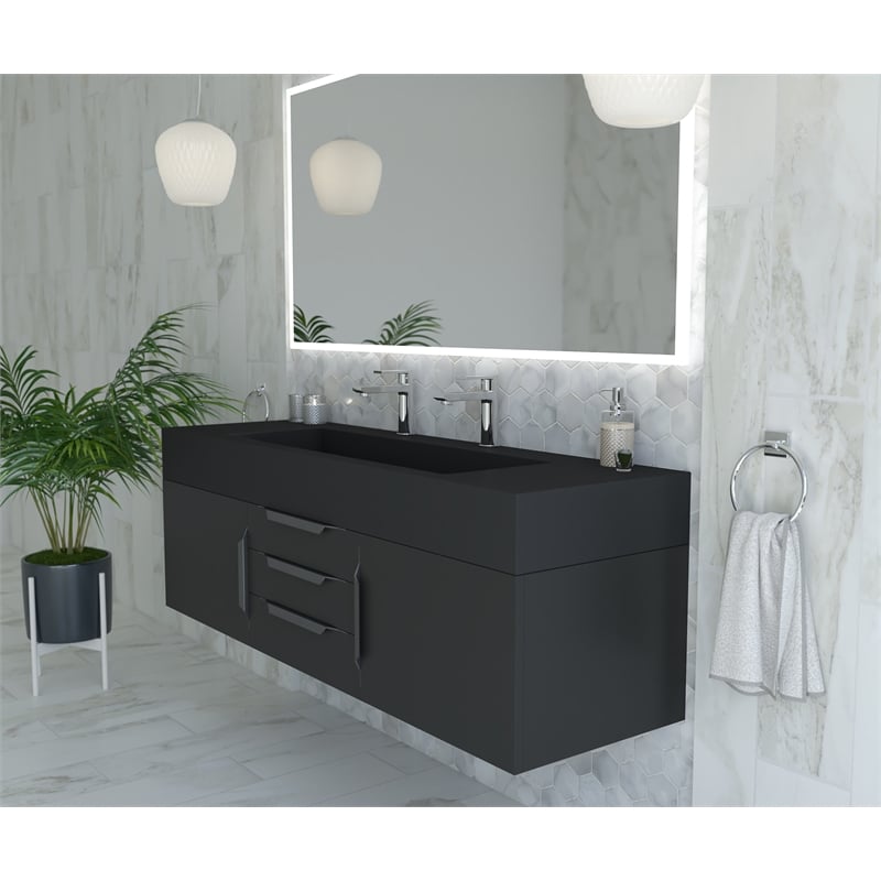 Modern Aluminum Thin Metal Black Pull Handle - Single
