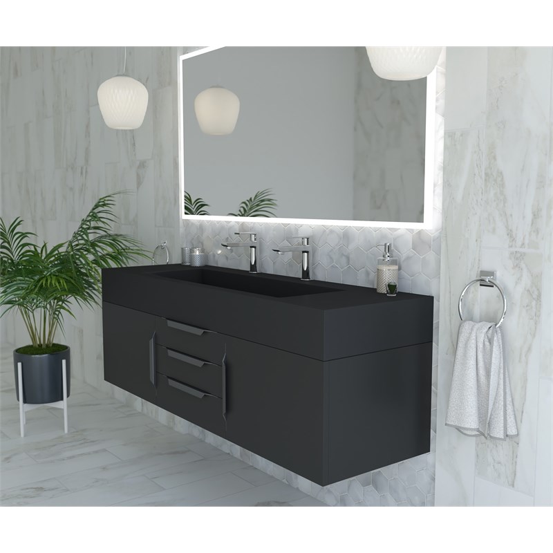 Set of 3 Modern Aluminum Thin Metal Black Pull Handles