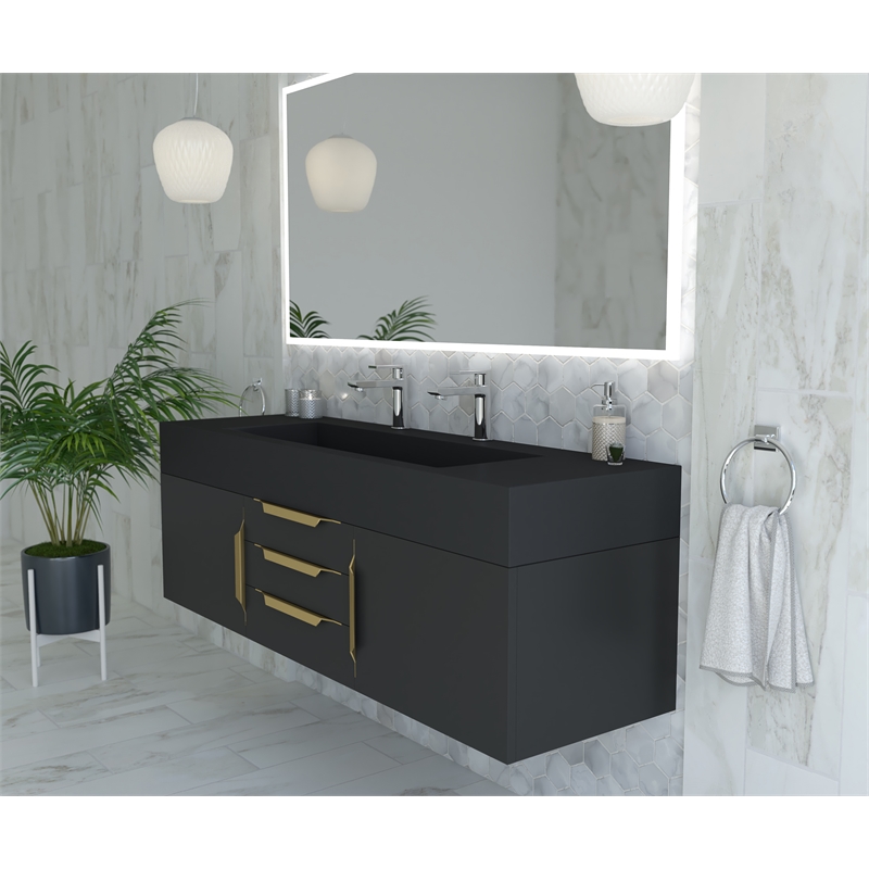 Set of 3 Modern Aluminum Thin Metal Gold Pull Handles