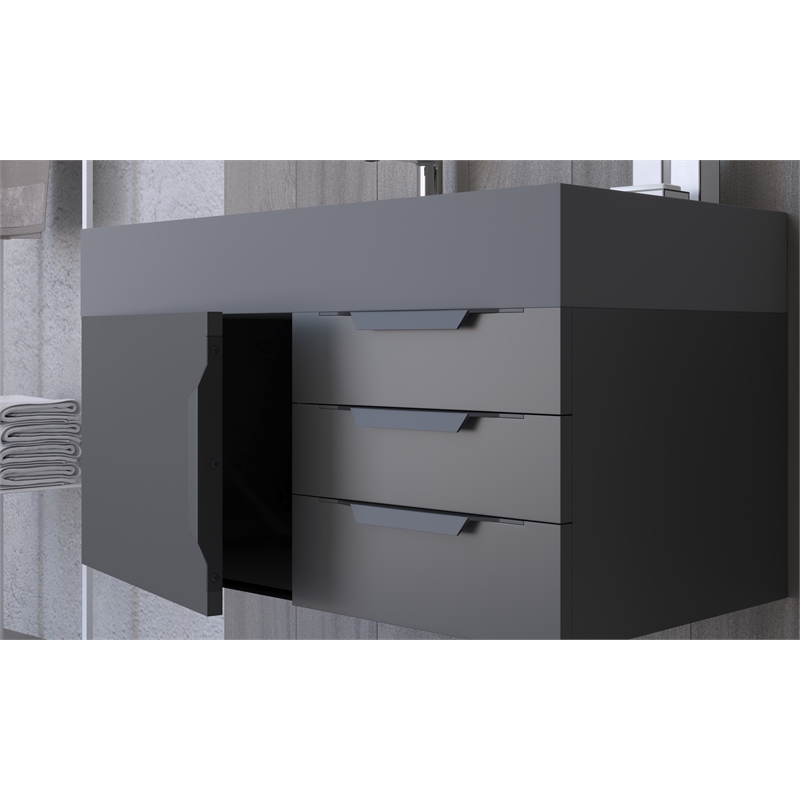 Set of 5 Modern Aluminum Thin Metal Black Pull Handles