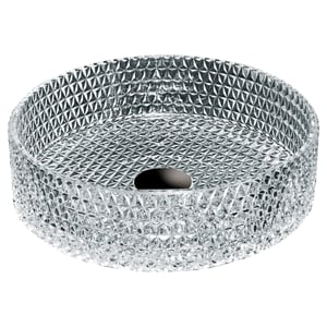 Scotch 14&quot Tempered Glass Circular Bathroom Vessel Sink in Clear