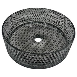 Scotch 14&quot Tempered Glass Circular Bathroom Vessel Sink in Light Black