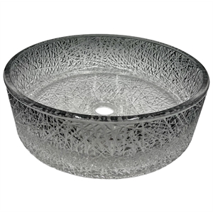 Stadium 14&quot Black Gradient Tempered Glass Circular Bathroom Vessel Sink