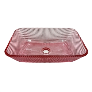 Charlie 18&quot Glass Rectangular Bathroom Vessel Sink in Light pink