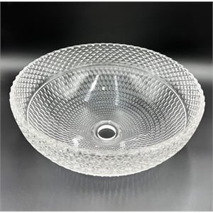 Jewel 16&quot Tempered Glass Circular Bathroom Vessel Sink in Clear