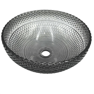 Jewel 16&quot Tempered Glass Circular Bathroom Vessel Sink in Light black