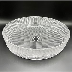 Decorative 20&quot Oval Crystal Rectangle Glass Sink - Clear