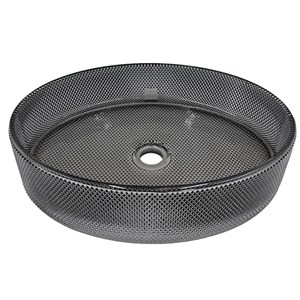 Decorative 20&quot Oval Crystal Rectangle Glass Sink - Black