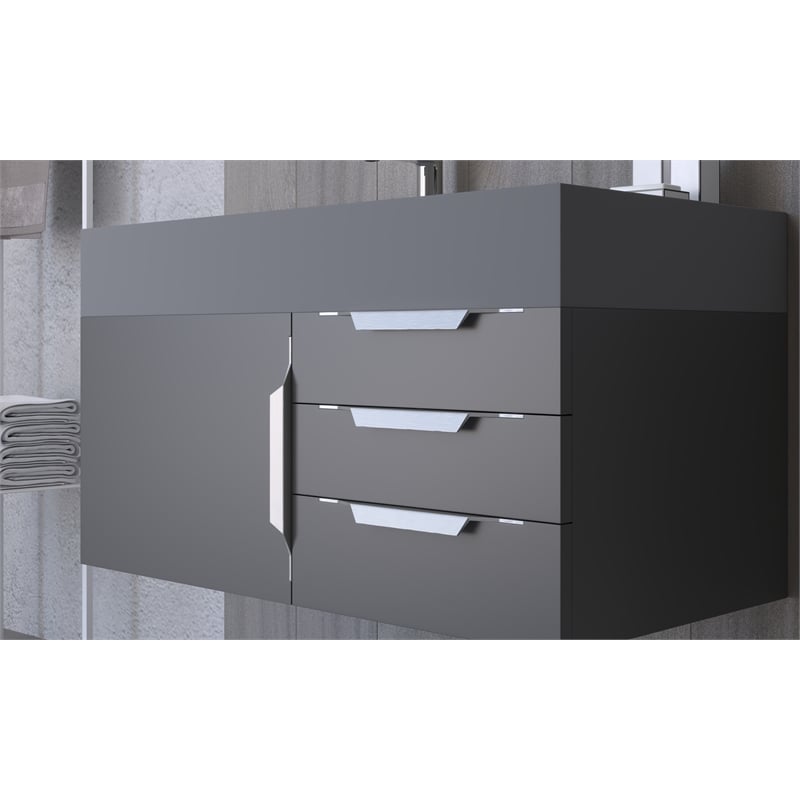 Set of 10 Modern Aluminum Thin Metal Black Pull Handles in Nickel