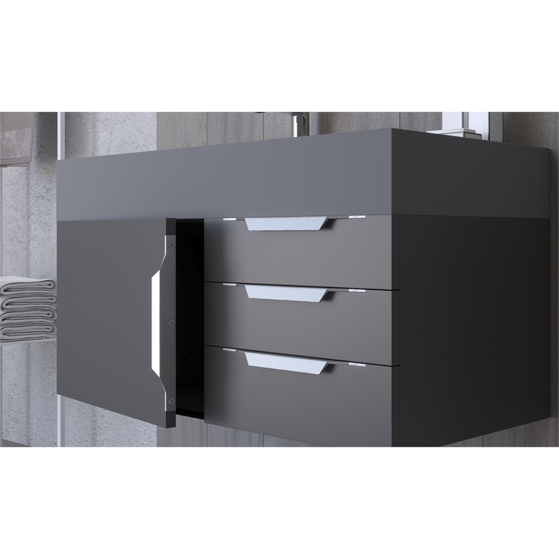 Set of 10 Modern Aluminum Thin Metal Black Pull Handles in Nickel