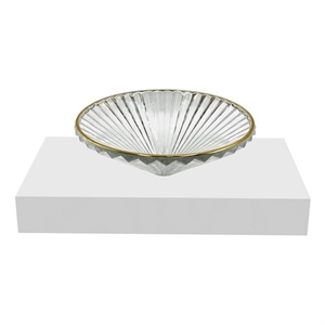 Decorative 20&quot Round Clear with Gold Rim Vessel Glass Sinks With 30&quot White Base