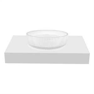 Cowrie 16&quot Round Decorative Vessel Clear Glass Sinks With 30&quot White Base