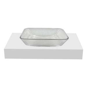 Charlie 18&quot Rectangle Decorative Clear Vessel Glass Sinks With 30&quot White Base