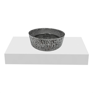 Stadium 14&quot Round Decorative Black Vessel Glass Sinks With 30&quot White Base
