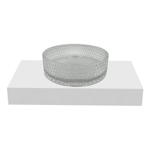 Scotch 16&quot Round Decorative Clear Vessel Glass Sinks With 30&quot White Base