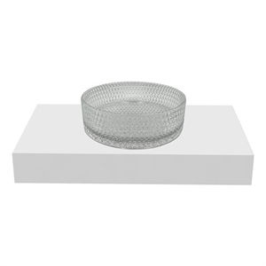 Scotch 14&quot Round Decorative Clear Vessel Glass Sinks With 30&quot White Base