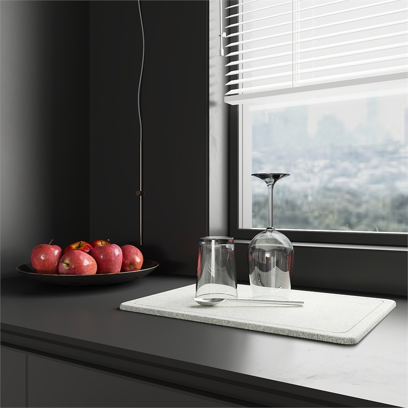 LuxeStone Water-Absorbing Dish Drying Gray Mat for Kitchen