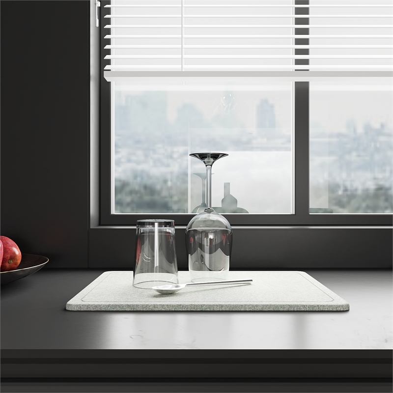 LuxeStone Water-Absorbing Dish Drying Gray Mat for Kitchen