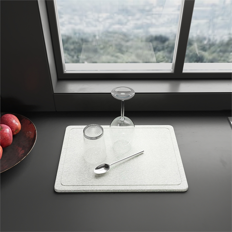 LuxeStone Water-Absorbing Dish Drying Gray Mat for Kitchen