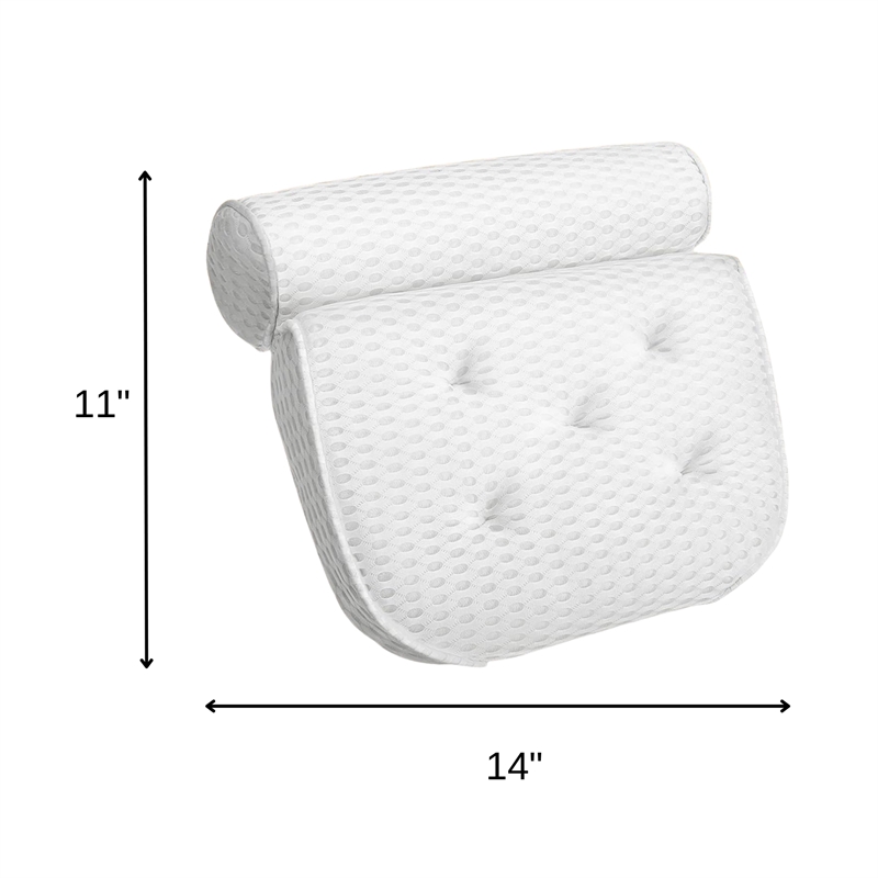 Quick-Dry Neck Shoulder & Back Support Bath White Pillow - Bathtub Spa Cushion