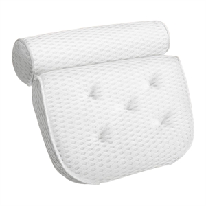 Quick-Dry Neck Shoulder & Back Support Bath White Pillow - Bathtub Spa Cushion