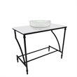 Luminous Stainless Steel Metal Vanity Set-Clear Glass Sink and Black Stand Base