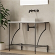 Luminous Stainless Steel Metal Vanity Set-Clear Glass Sink and Black Stand Base