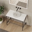 Luminous Stainless Steel Metal Vanity Set-Clear Glass Sink and Black Stand Base