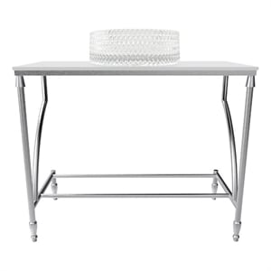Luminous Stainless Steel Metal Vanity Set - White Glass Sink and Brushed Stand