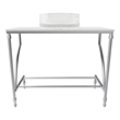 Luminous Stainless Steel Metal Vanity Set - White Glass Sink and Brushed Stand