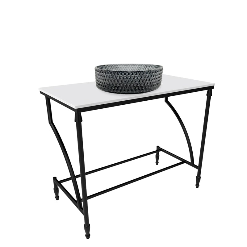 Luminous Stainless Steel Metal Vanity Set-Light Black Glass Sink and Black Stand