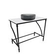Luminous Stainless Steel Metal Vanity Set-Light Black Glass Sink and Black Stand