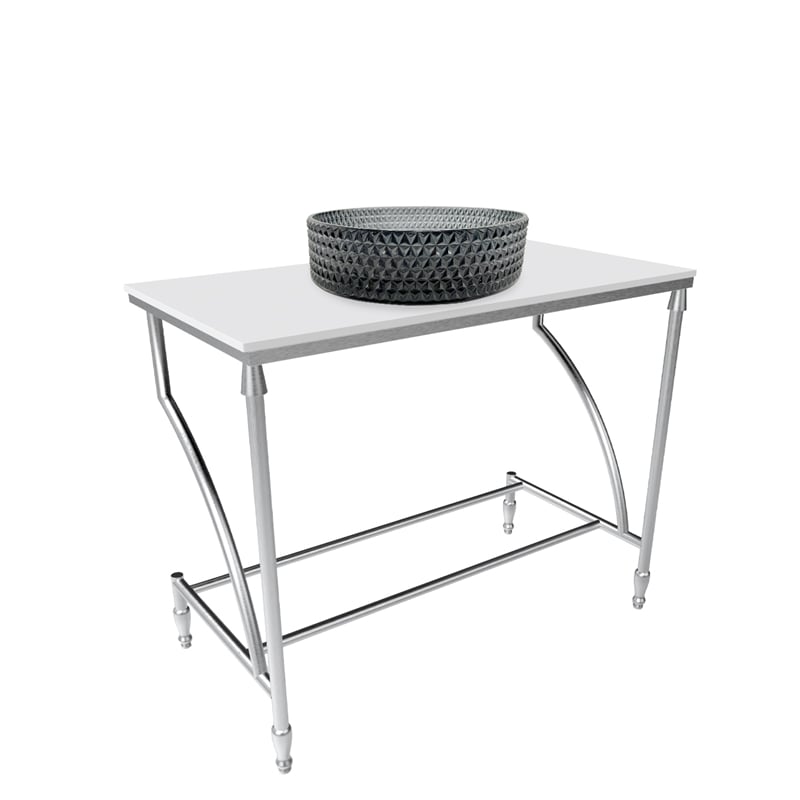 Luminous Stainless Steel Metal Vanity Set-Light Black Glass Sink &Brushed Stand