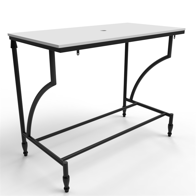 Luminous Stainless Steel Metal Vanity Set - Pink Glass Sink and Black Stand Base