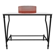 Luminous Stainless Steel Metal Vanity Set - Pink Glass Sink and Black Stand Base