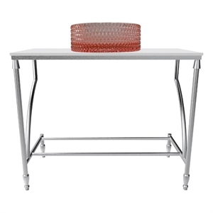 Luminous Stainless Steel Metal Vanity Set - Pink Glass Sink & Brushed Stand Base