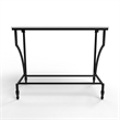 Luminous Stainless Steel Metal Vanity Set - Silver Glass Sink & Black Stand Base