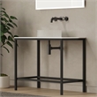 Luminous Black Stainless Steel Metal Vanity Set with Clear Glass White Sink