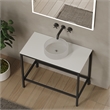 Luminous Black Stainless Steel Metal Vanity Set with Clear Glass White Sink