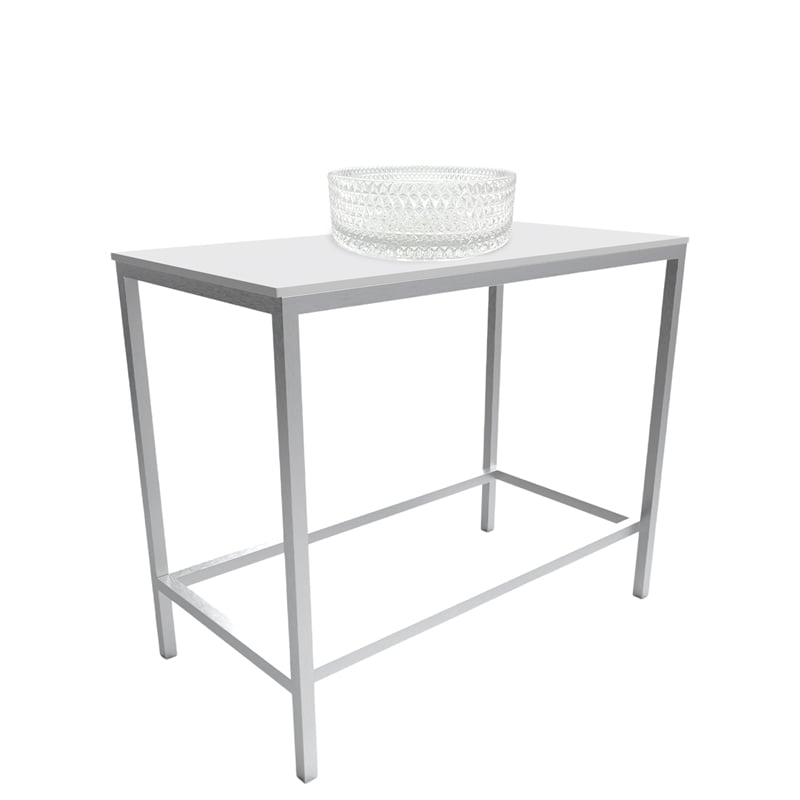 Luminous Brushed Stainless Steel Metal Vanity Set with Clear Glass White Sink