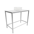 Luminous Brushed Stainless Steel Metal Vanity Set with Clear Glass White Sink
