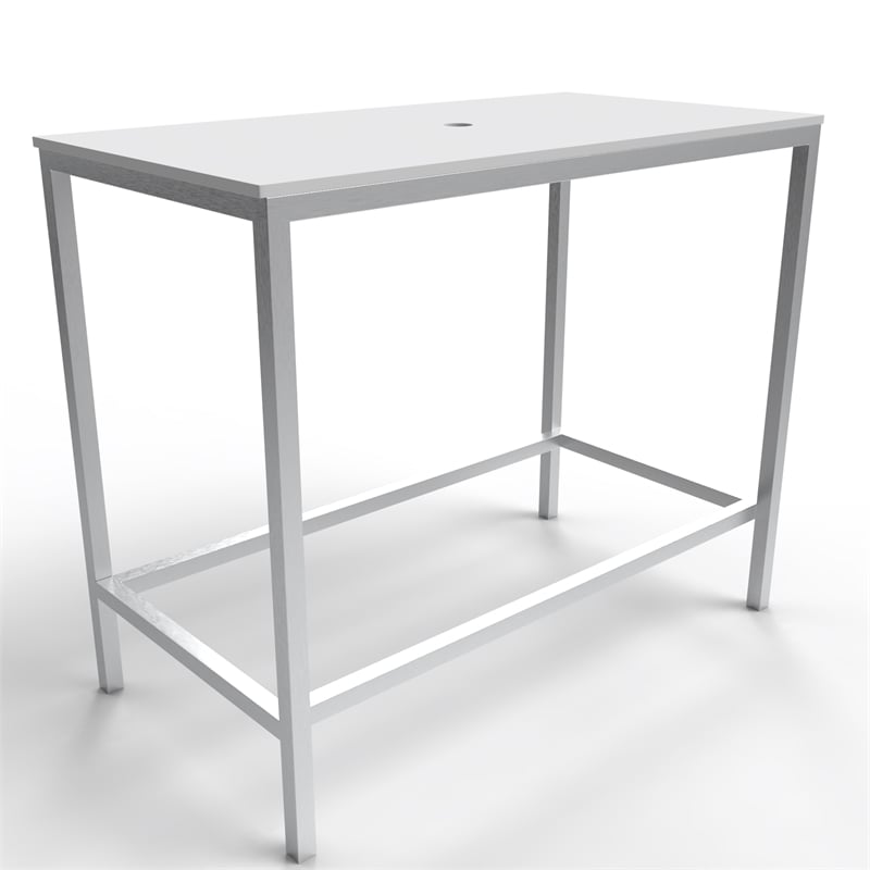 Luminous Brushed Stainless Steel Metal Vanity Set with Clear Glass White Sink