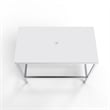 Luminous Brushed Stainless Steel Metal Vanity Set with Clear Glass White Sink
