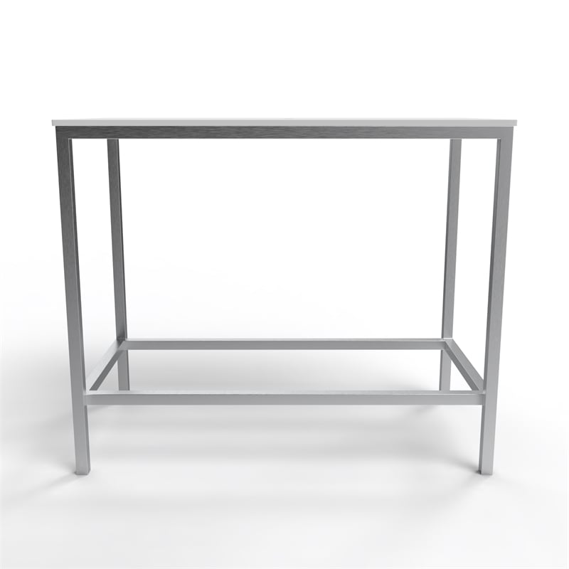 Luminous Brushed Stainless Steel Metal Vanity Set with Clear Glass White Sink