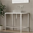 Luminous Brushed Stainless Steel Metal Vanity Set with Clear Glass White Sink